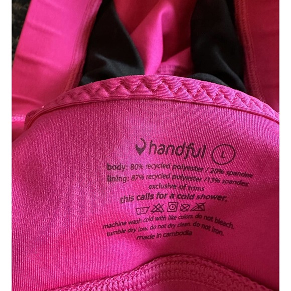 HANDFUL Sports Bra Women's Size Large Pink & Black Zip Up Front Y Back - Picture 4 of 4